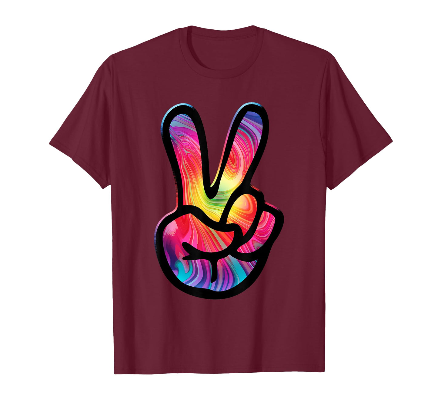 60s 70s Tie Dye Peace Hand Sign Shirt - Hippie T-Shirt