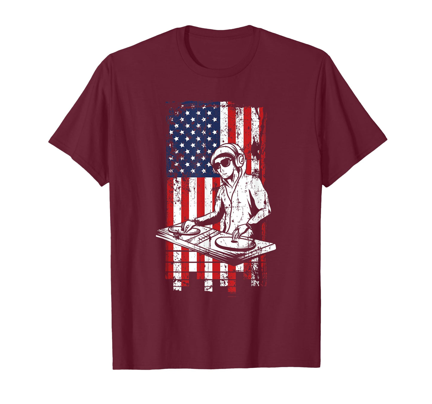 4th of July American Flag DJ Music Lover Turntable Gifts T-Shirt