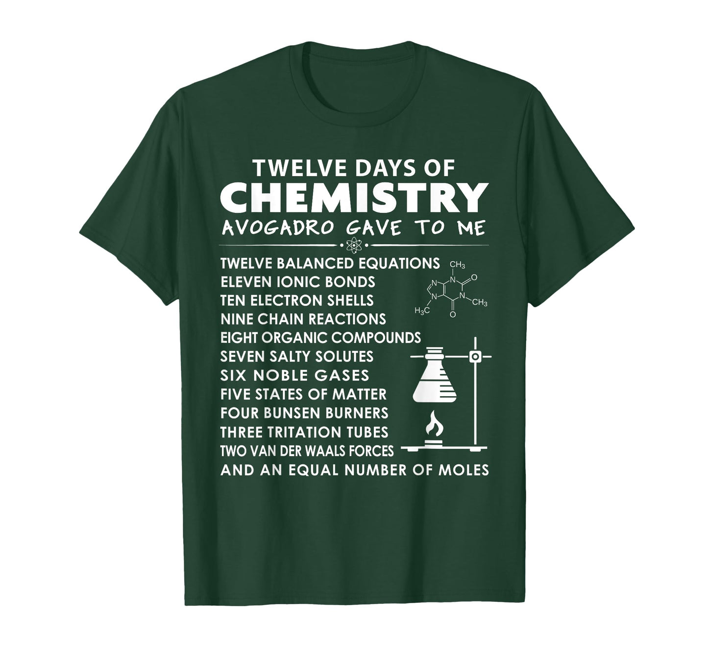 12 Days of Chemistry - Chemistry Teacher Christmas T-Shirt for Men Women Kids