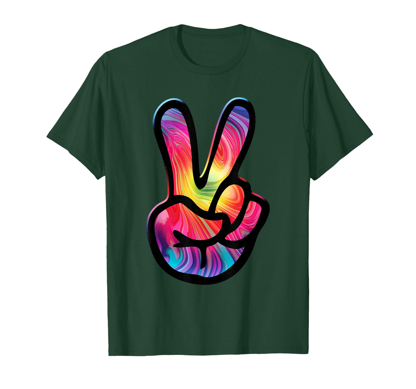 60s 70s Tie Dye Peace Hand Sign Shirt - Hippie T-Shirt