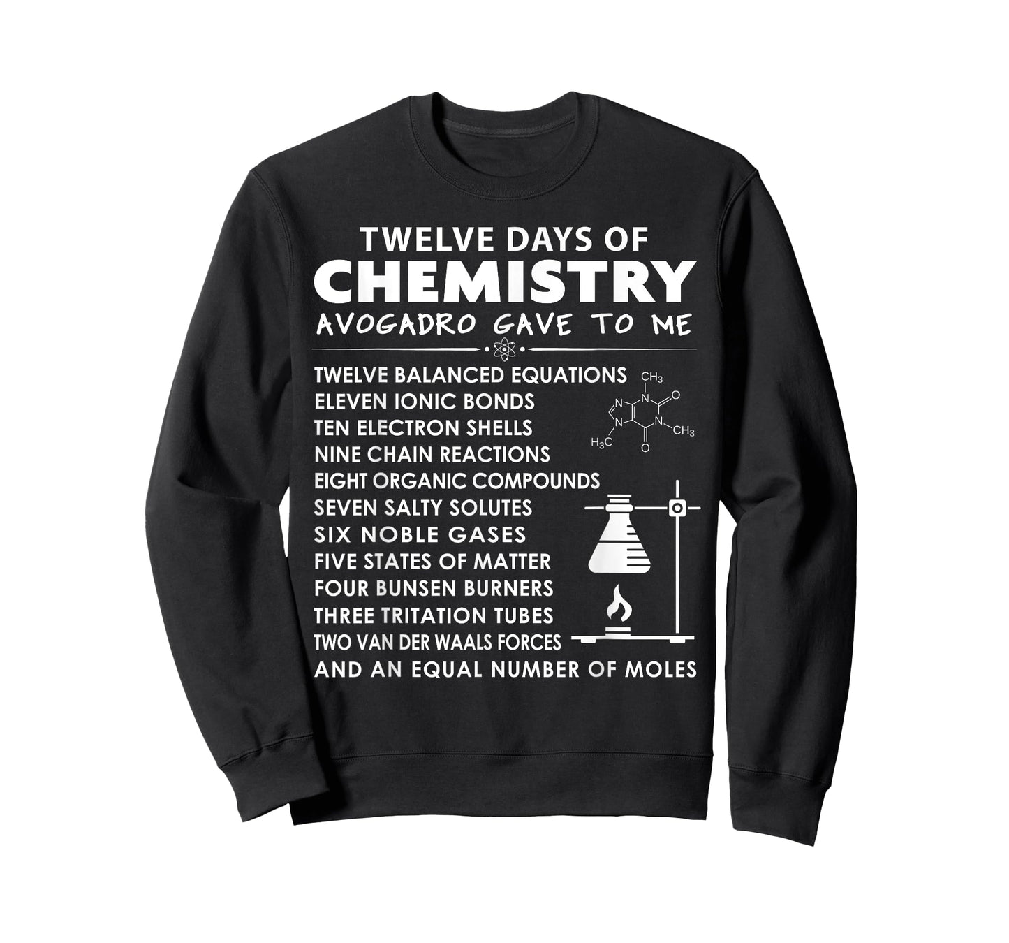 12 Days of Chemistry - Chemistry Teacher Christmas T-Shirt for Men Women Kids