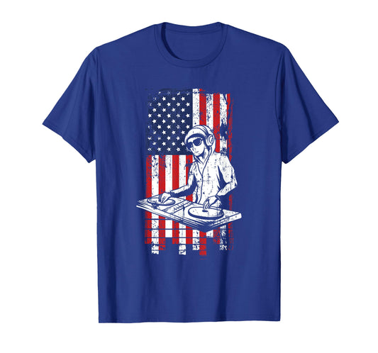 4th of July American Flag DJ Music Lover Turntable Gifts T-Shirt