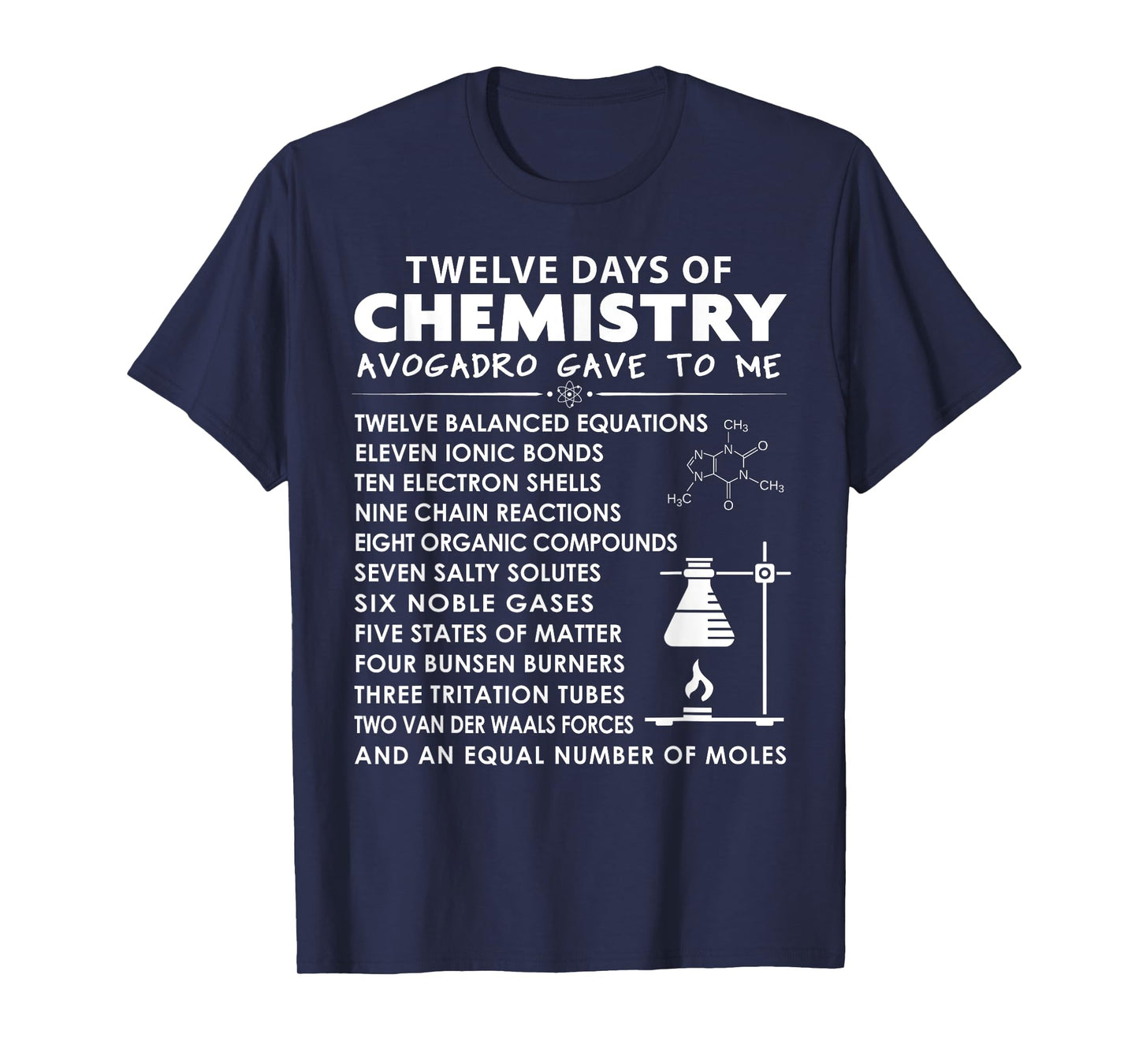 12 Days of Chemistry - Chemistry Teacher Christmas T-Shirt for Men Women Kids