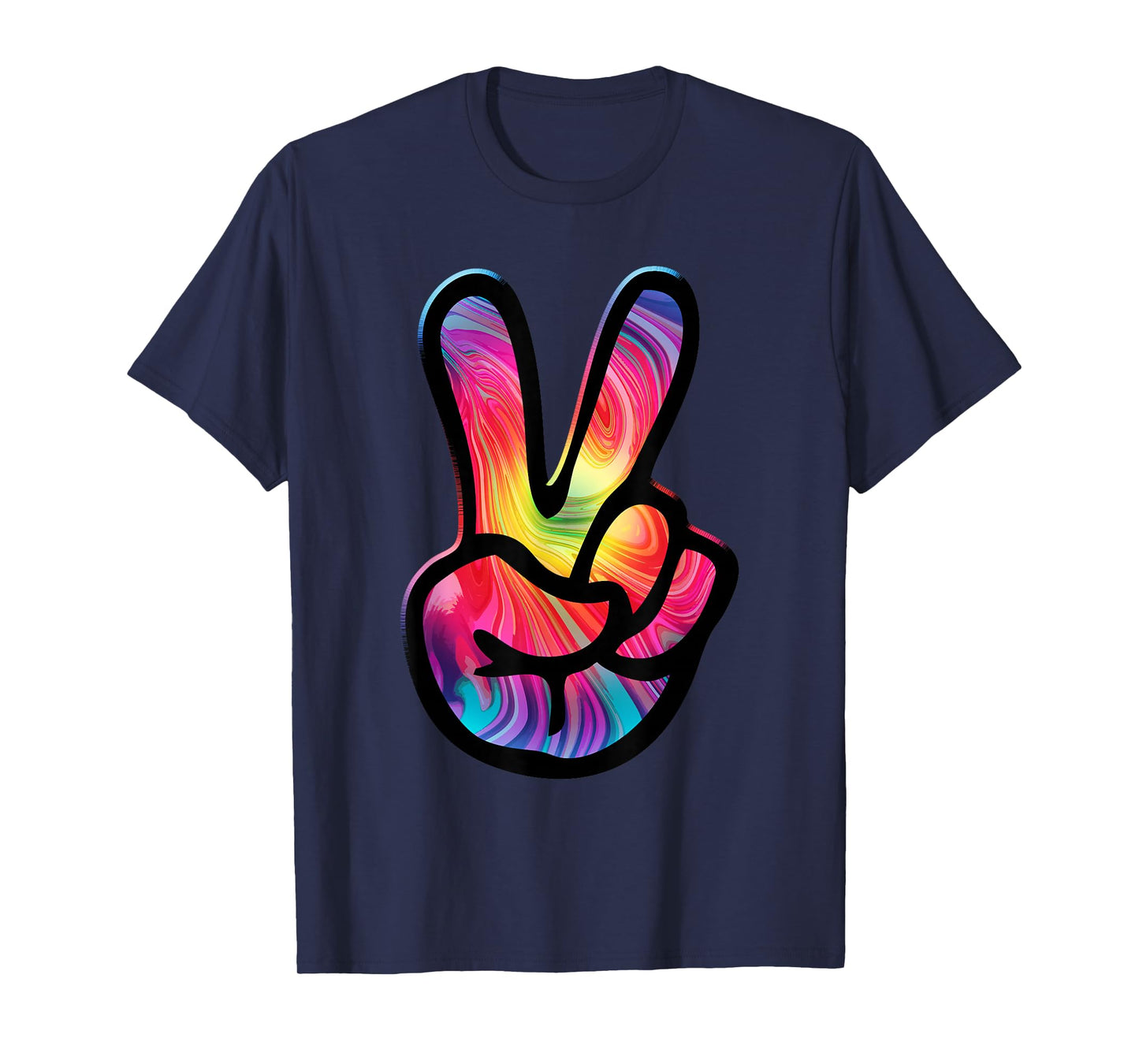 60s 70s Tie Dye Peace Hand Sign Shirt - Hippie T-Shirt