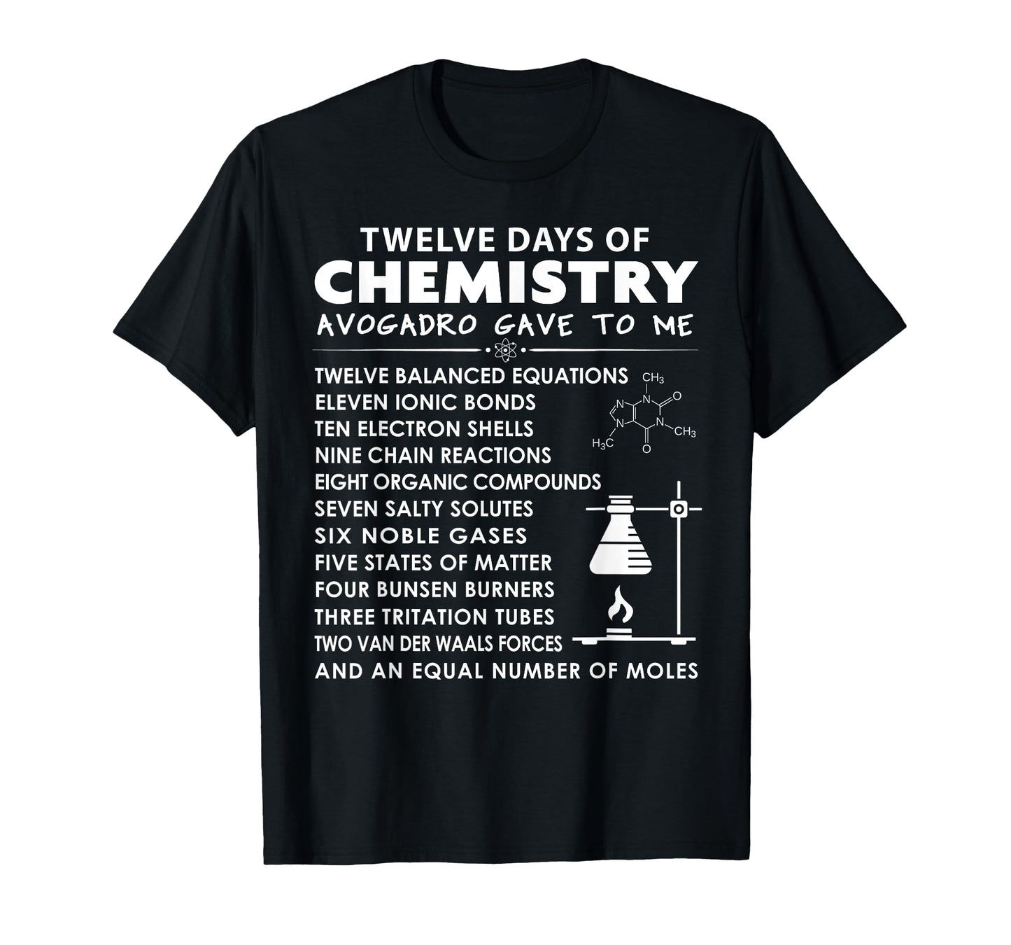 12 Days of Chemistry - Chemistry Teacher Christmas T-Shirt for Men Women Kids