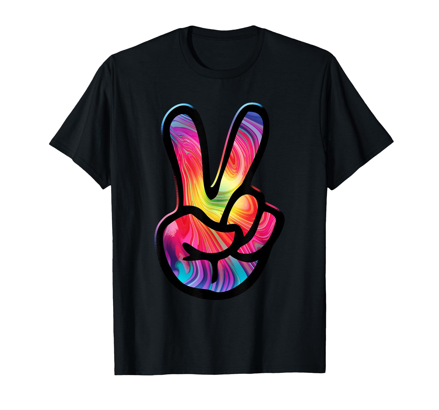 60s 70s Tie Dye Peace Hand Sign Shirt - Hippie T-Shirt