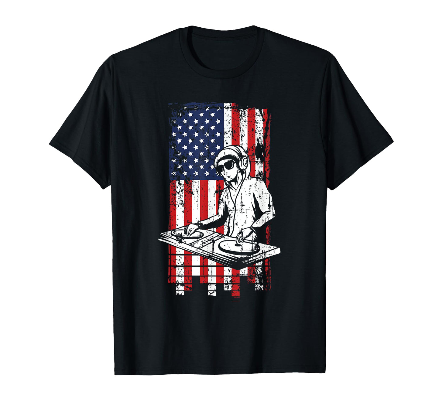 4th of July American Flag DJ Music Lover Turntable Gifts T-Shirt